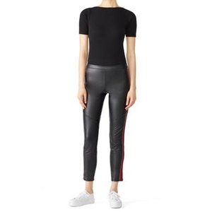 Josie Natori Faux Leather Side Stripe Leggings